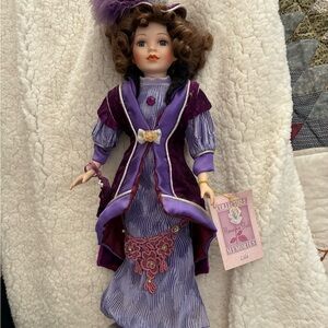Collectible Memories (Lila) Purple Porcelain Doll with Hat